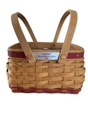 Longaberger Basket With Plastic Liner Handles Woven Memories 2003 Signed